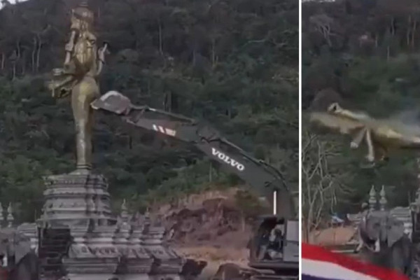 थाइल्यान्डले विष्णु मूर्ति भत्कायो, विश्वभर आक्रोश